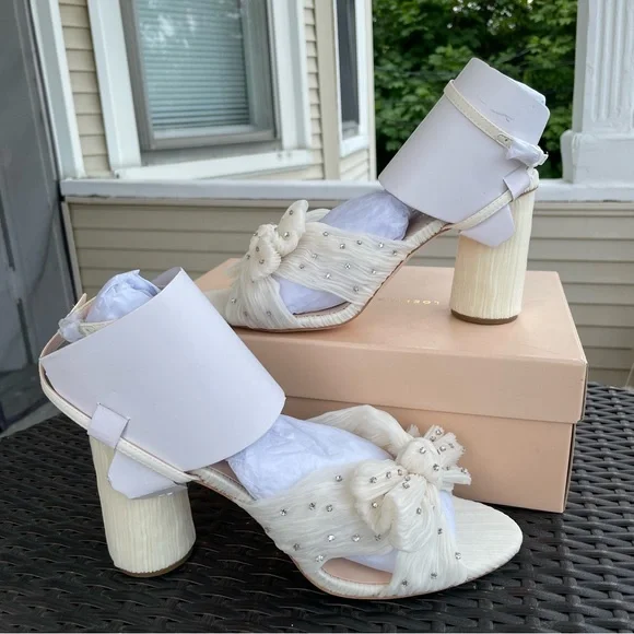 Loeffler Randall Camellia Pleated Knot Rhinestone Heeled Sandal Size 10 (NWB) - Picture 7 of 10